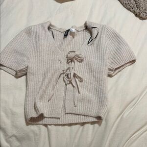 H&M Cream Ribbed Knit Sweater